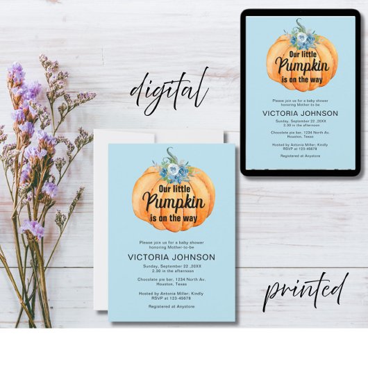 Invitation Petit Citrouille en route Baby shower