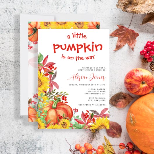 Invitation Petit citrouille en route baby shower