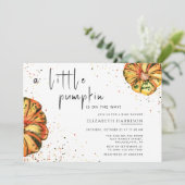 Invitation Petit citrouille en route baby shower (Debout devant)