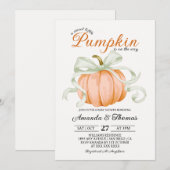 Invitation Petit Citrouille En Route Baby shower (Devant / Derrière)