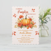 Invitation Petit Citrouille en route pour le Baby shower d'au (Debout devant)