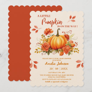 Invitation Petit Citrouille en route pour le Baby shower d'au
