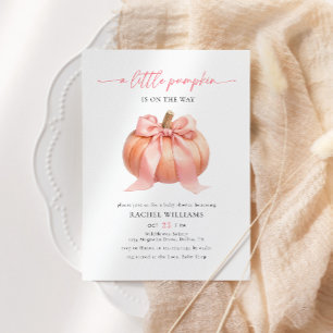 Invitation Petit Citrouille en Route Ruban Rose Baby Shower