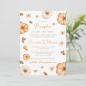 Invitation Petit Citrouille En vichy Baby shower Automne (Debout devant)