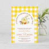 Invitation Petit Citrouille En vichy Plaid Boho Baby shower (Debout devant)