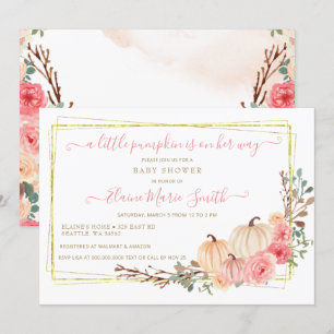 Invitation petit citrouille est en chemin baby shower rose
