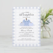 Invitation Petit Citrouille Fall Pastel Blue Bow Baby shower (Debout devant)