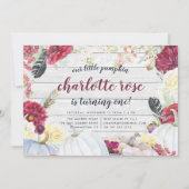 Invitation Petit Citrouille | Fête d'anniversaire florale d'a (Devant)