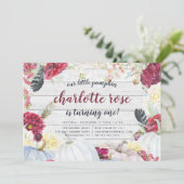 Invitation Petit Citrouille | Fête d'anniversaire florale d'a (Debout devant)