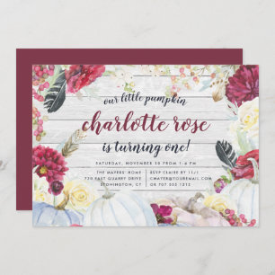 Invitation Petit Citrouille   Fête d'anniversaire florale d'a