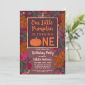 Invitation Petit Citrouille Feuilles d'automne et Berries Ann (Debout devant)