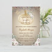 Invitation Petit Citrouille, Fleurs, Baby shower papillon (Debout devant)