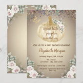 Invitation Petit Citrouille, Fleurs, Baby shower papillon (Devant / Derrière)