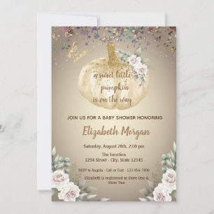 Invitation Petit Citrouille, Fleurs, Papillon Baby Shower