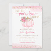 Invitation Petit Citrouille Floral Aquarelle bébé fille douch (Devant)