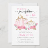 Invitation Petit Citrouille Floral Aquarelle bébé fille douch (Devant)