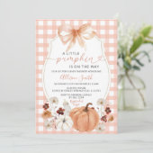Invitation Petit Citrouille Floral Orange En vichy Baby showe (Debout devant)