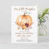 Invitation Petit Citrouille Genre Neutre Automne 1er Annivers (Debout devant)