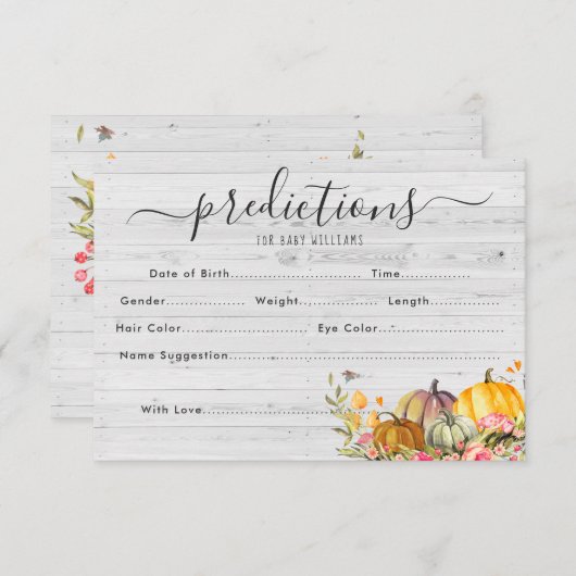 Invitation Petit Citrouille | Jeu de devination baby shower (Devant / Derrière)