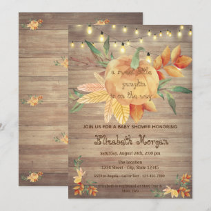 Invitation Petit Citrouille, Lumières, Bois  Baby Shower