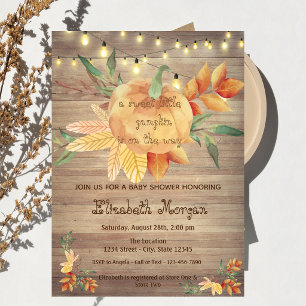 Invitation Petit Citrouille, Lumières, Bois Baby Shower