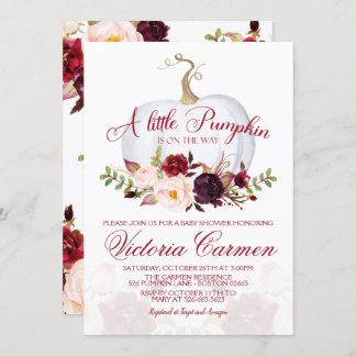 Invitation Petit Citrouille Marsala et Baby shower Blush