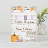 Invitation Petit Citrouille Mason Jar Lavender Baby shower fi (Debout devant)