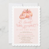 Invitation Petit Citrouille mignon Baby shower Bow rose (Devant)