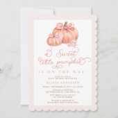 Invitation Petit Citrouille mignon Baby shower Bow rose (Devant)