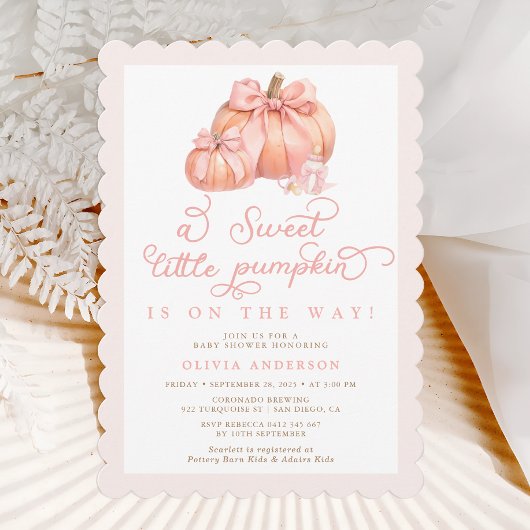 Invitation Petit Citrouille mignon Baby shower Bow rose