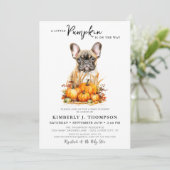 Invitation Petit Citrouille mignon Chiot Baby shower d'automn (Debout devant)