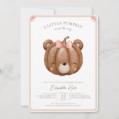 Invitation Petit Citrouille Ours Chute Bébé Fille Douche (Devant)