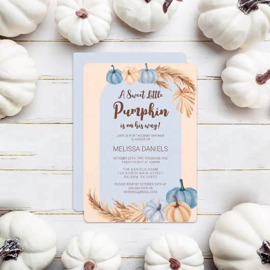 Invitation Petit Citrouille Pampas Grass Boho Baby shower gar