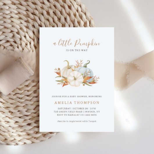 Invitation Petit Citrouille Pastel Baby shower Neutre