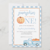 Invitation Petit Citrouille Pastel Blue camion premier annive (Devant)