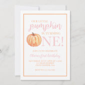 Invitation Petit Citrouille Pastel rose automne premier anniv (Devant)