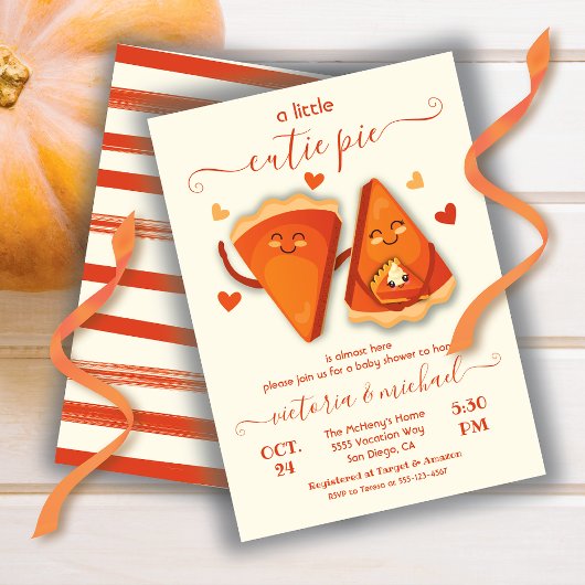 Invitation Petit Citrouille Pie Baby shower d'automne