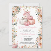 Invitation Petit Citrouille Pile Rose Chute Baby shower Flora (Devant)