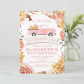 Invitation Petit CITROUILLE PINK Camion FILLE 1er anniversair (Debout devant)