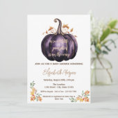 Invitation Petit Citrouille pourpre, Feuilles d'automne Baby (Debout devant)