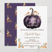 Invitation Petit Citrouille pourpre, Feuilles d'automne Baby (Devant / Derrière)