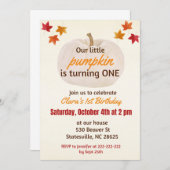 Invitation petit citrouille qui a UN an (Devant / Derrière)