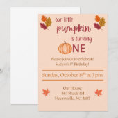 Invitation petit citrouille qui fête son premier anniversaire (Devant / Derrière)