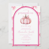 Invitation petit citrouille rose arc coquette automne babysho (Devant)