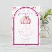 Invitation petit citrouille rose arc coquette automne babysho (Debout devant)
