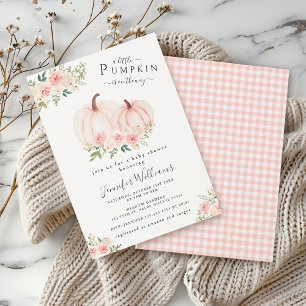 Invitation Petit Citrouille Rose Cute Floral Baby Girl Douche