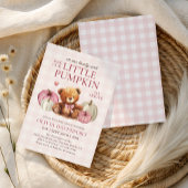 Invitation Petit Citrouille rose En vichy Automne Baby shower
