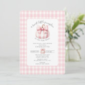 Invitation Petit Citrouille Rose En vichy Baby shower (Debout devant)