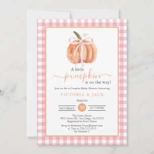 Invitation Petit Citrouille rose En vichy Baby shower d'autom