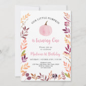 Invitation Petit Citrouille Rose fille Boho premier anniversa (Devant)